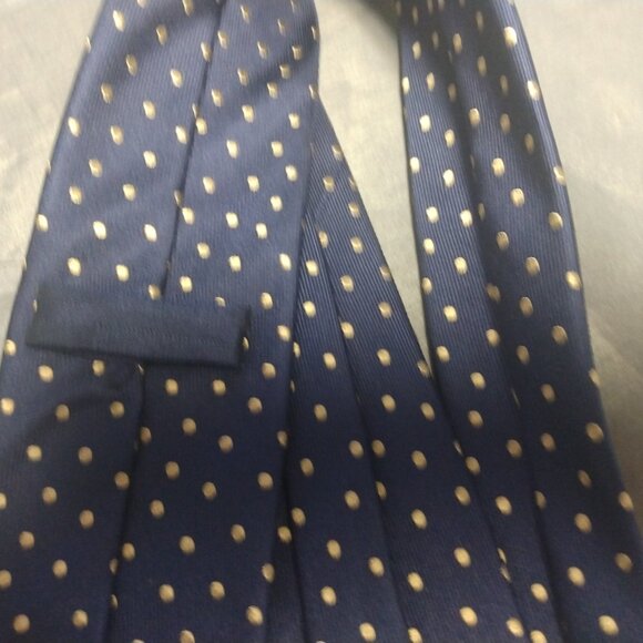 ❤️ETON Made in England 100% Silk Navy / Gold Metallic Skinny Tie 3 1/4 - Picture 7 of 7